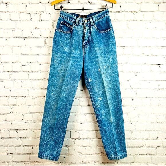 Vintage Denim - Vintage 80s Bonjour International Acid Washed Mom High Waist Cropped Ankle Jeans